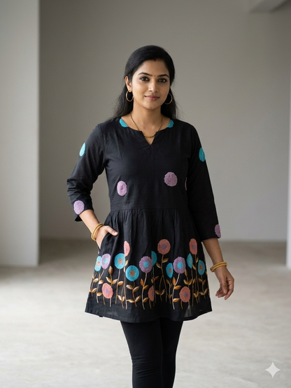 Viscose Cotton With Beautiful Towel Work Short Kurtas