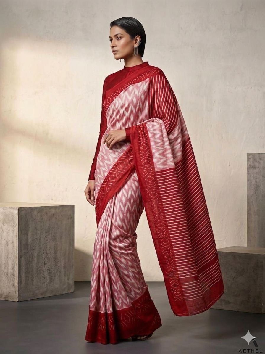 ELEGANT PURE KHADI SAREE WITH RUNNING BLOUSE