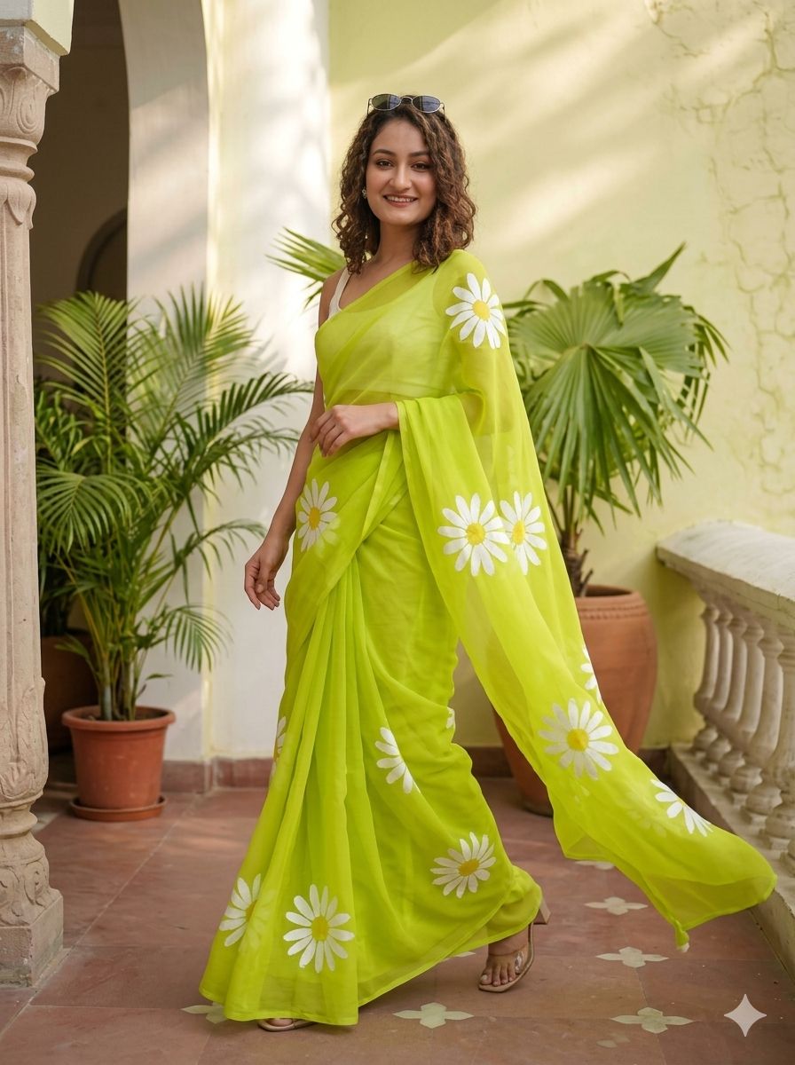 PURE LILEN COTTON PRINTED SAREE