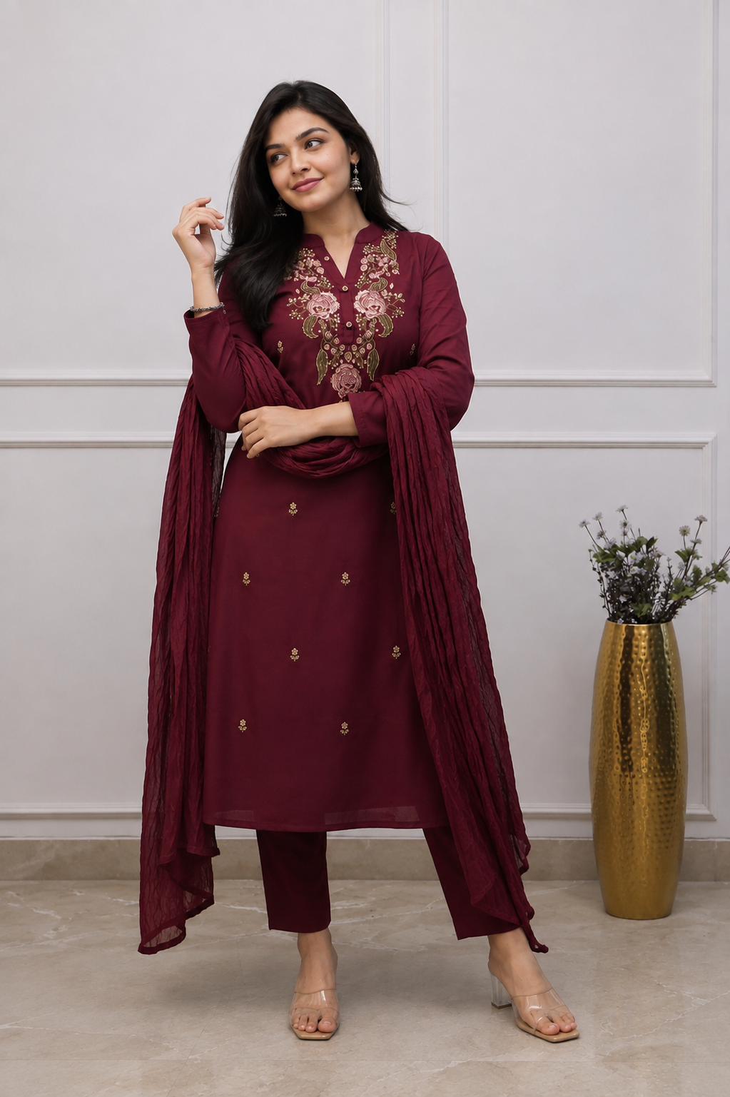 Party Wear Ethnic Kurti Pant with dupatta Set