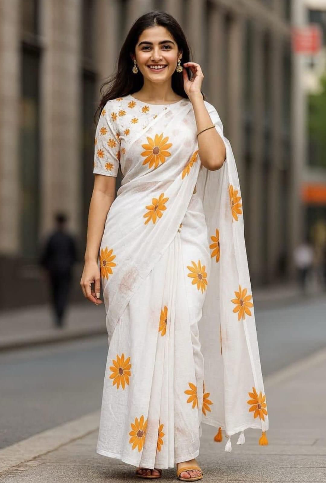 PURE LILEN COTTON PRINTED SAREE