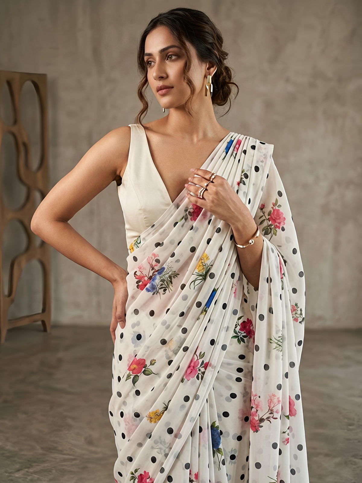 TRENDING POLKA DOT PRINTED SAREE