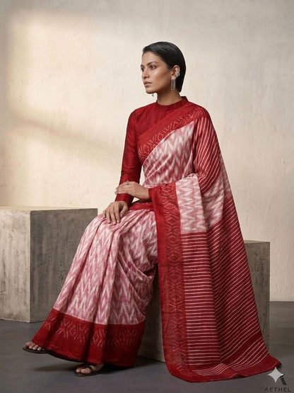 ELEGANT PURE KHADI SAREE WITH RUNNING BLOUSE