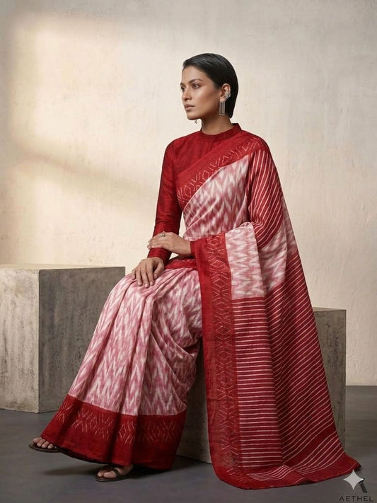 ELEGANT PURE KHADI SAREE WITH RUNNING BLOUSE
