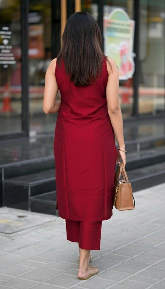 SLEEVLESS KURTI WITH PENT SET